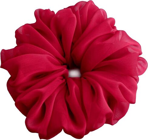 38 Colors Available, Big Scrunchies for Hair, Soft Cheer Chiffon large Ponytail Holder, Cute Birthday Gift for Women Girl Teen, Holiday Accessory (Black) in Saudi Arabia