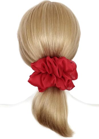 38 Colors Available, Big Scrunchies for Hair, Soft Cheer Chiffon large Ponytail Holder, Cute Birthday Gift for Women Girl Teen, Holiday Accessory (Black) in Saudi Arabia