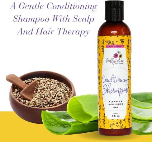 Pollynation Conditioning Shampoo (8 oz) | Multibenefit Hair Shampoo for All Hair Types | Cleanse & Moisturizes Hair for Smoother, Longer, Healthier Hair & Scalp in Kuwait