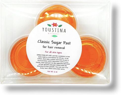 Sugar Paste Hair Removal 2 oz each / 6 oz total, Sugar Wax Hair Remover No strips Medium to Hard, Sugar Waxing Brazilian, Sugaring Wax, Sugar Waxing for Women by Youstina Natural in Saudi Arabia