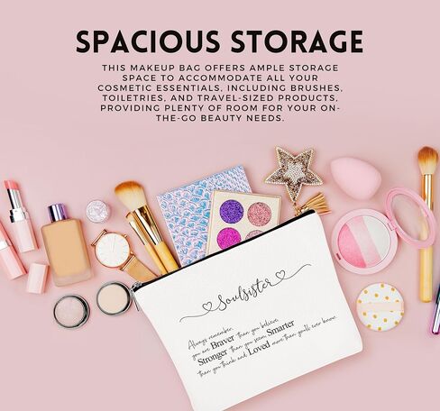 هدايا سول سيستر للنساء - حقائب مستحضرات التجميل المثالية وحقيبة المكياج وحقائب أدوات الزينة للأصدقاء المقربين وغير البيولوجيين، مثالية لعيد الأم والكريسماس وأعياد الميلاد والمزيد in Kuwait
