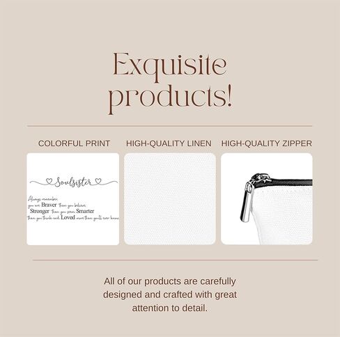 هدايا سول سيستر للنساء - حقائب مستحضرات التجميل المثالية وحقيبة المكياج وحقائب أدوات الزينة للأصدقاء المقربين وغير البيولوجيين، مثالية لعيد الأم والكريسماس وأعياد الميلاد والمزيد in Kuwait