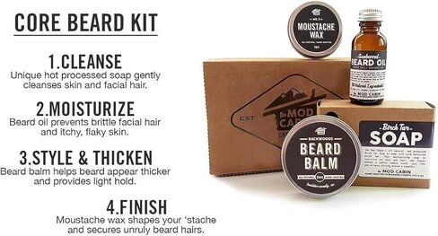 مجموعة اللحية الأساسية - أساسية (غير معطرة) - طبيعية بالكامل، مصنوعة يدويًا في الولايات المتحدة الأمريكية in Kuwait