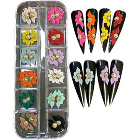 HaFLoNa- Set 24Pcs 3D Sweetheart - Enhance Your Artistic Projects with 3D Acrylic Flowers Handmade For Nail - Short & Medium Size | Exquisite Floral Accents for Crafts and Designs (3D Sweetheart)