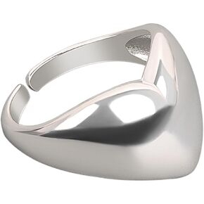 Handmade Hammered 925 Sterling Silver Ring Wide Rings for Women Boho Thumb Band Open Adjustable Statement Ring Jewelry Gift (style1)