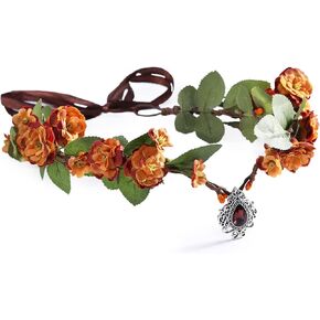 MOSTORY Fairy Flower Crown Women - Elf Headpiece Forest Floral Headband Woodland Circlet for Women Renaissance Halloween Accessory Renfaire Cosplay