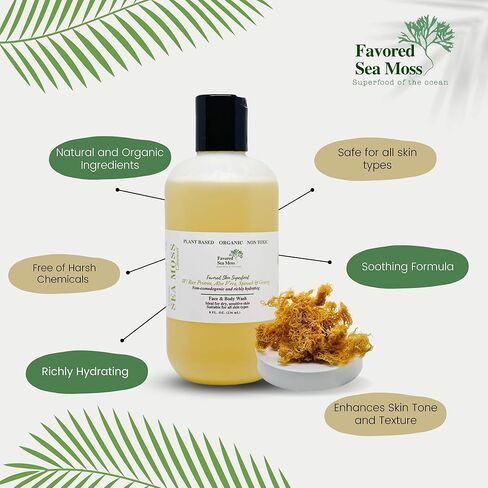 منظف ​​الوجه المرطب من طحالب البحر المفضل، غسول الوجه الرغوي، منظف الوجه للنساء والرجال، منظف مرطب من طحالب البحر، غسول الوجه، منتجات العناية ببشرة الوجه - 8 أونصة سائلة in Kuwait
