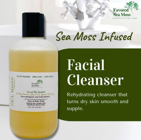 منظف ​​الوجه المرطب من طحالب البحر المفضل، غسول الوجه الرغوي، منظف الوجه للنساء والرجال، منظف مرطب من طحالب البحر، غسول الوجه، منتجات العناية ببشرة الوجه - 8 أونصة سائلة in Kuwait