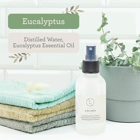 Eucalyptus Mist Spray, 3 in 1 Moisturizing Nourishing and Reviving Mist Spray for Silky Skin, 4 oz Pampering Body Oil for Men, Women, Natural, Vegan and Non GMO, Premium Oils Handmade by Lizush. in Kuwait