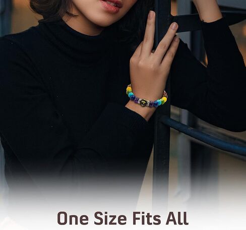 مجموعة مجوهرات مكونة من 7 شاكرا للرجال والنساء - سوار شاكرا ناشر للزيوت العطرية من خرز اللافا لتحقيق التوازن والحماية - قلادة أورجون مع سلك قابل للتعديل للشفاء الروحي in Kuwait