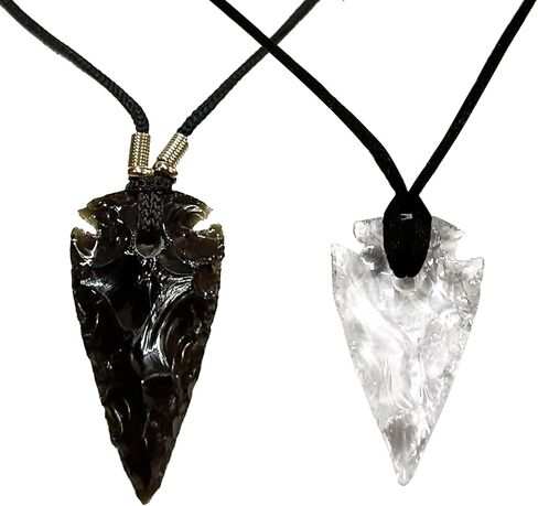 قلادة رأس سهم سبج أسود للرجال والنساء قلادات رأس سهم + رأس سهم زجاجي شفاف in Kuwait