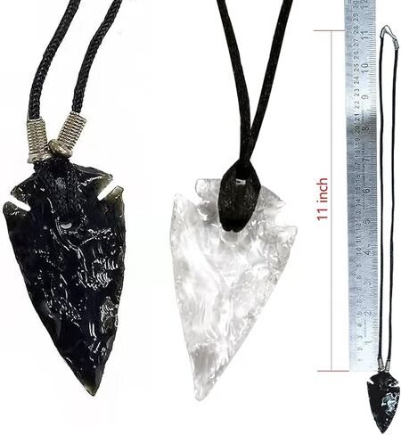 قلادة رأس سهم سبج أسود للرجال والنساء قلادات رأس سهم + رأس سهم زجاجي شفاف in Kuwait