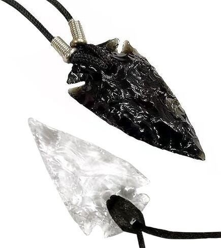 قلادة رأس سهم سبج أسود للرجال والنساء قلادات رأس سهم + رأس سهم زجاجي شفاف in Kuwait