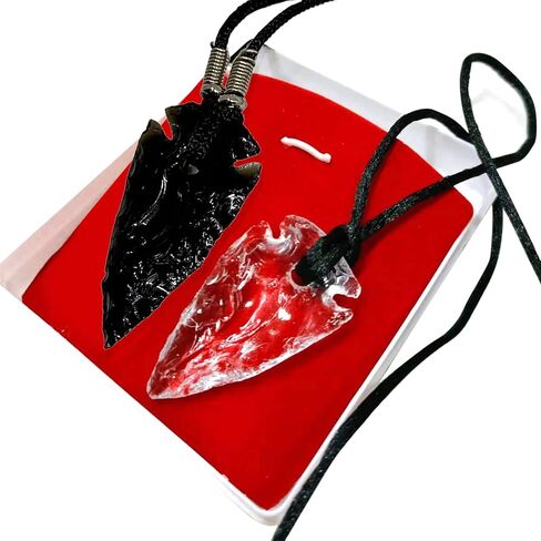 قلادة رأس سهم سبج أسود للرجال والنساء قلادات رأس سهم + رأس سهم زجاجي شفاف in Kuwait