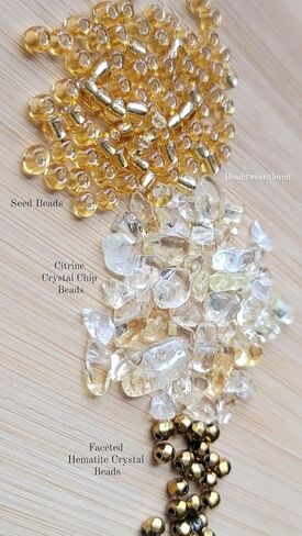 Citrine Hematite Crystal Dreadlock Loc Sprinkles Gold Hair Beads (Needle & Thread) in Kuwait