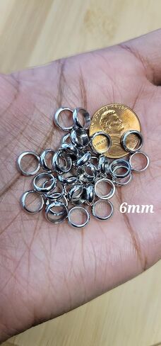 Beaditwearitloveit 10 خرزات شعر من الفولاذ المقاوم للصدأ لضفائر لوك الملتوية والشعر الطبيعي، خرز لوك، إكسسوارات شعر دريدلوك، مجوهرات لوك (8 مم، فضي) in Kuwait