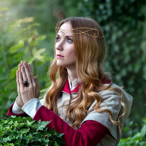 Fairy Elf Crown Handmade Cross Jewelry Circlet Headband Medieval Viking Tiara Renaissance Headpiece Cosplay Wreath in Kuwait