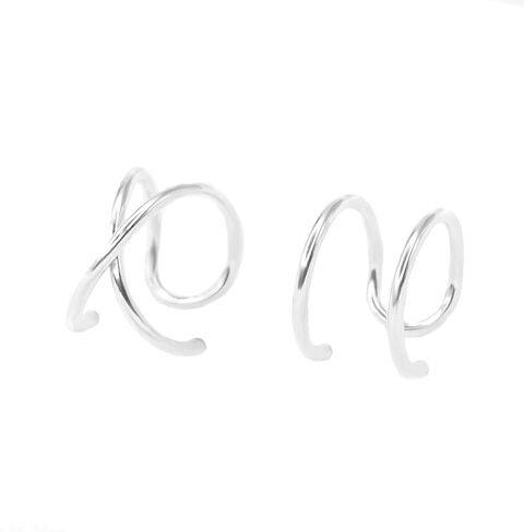 مجموعة من قطعتين من أساور الأذن، تصميم مزدوج ومتقاطع، حلق غضروفي بسيط ومزيف، مقاس 20 مطلي بالذهب عيار 14 قيراط، حلزوني، مجوهرات ثقب المحار، إكسسوارات مريحة للفتيات المراهقات بوهو in Kuwait