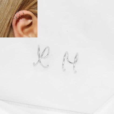 مجموعة من قطعتين من أساور الأذن، تصميم مزدوج ومتقاطع، حلق غضروفي بسيط ومزيف، مقاس 20 مطلي بالذهب عيار 14 قيراط، حلزوني، مجوهرات ثقب المحار، إكسسوارات مريحة للفتيات المراهقات بوهو in Kuwait