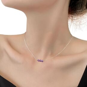 Metzakka Purple Crystal Necklace Reiki Healing Amethyst Necklaces Natural Gemstone Quartz February Birthstone Necklace Jewelry Gift for Women