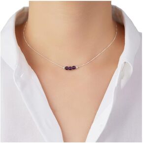 Dainty Turquoise Crystal 925 Sterling Silver Choker Collar Necklace and Women Spiritual Healing Crystal Stone December Birthstone Necklace Box Chain Jewelry Gift for Women Young Lady