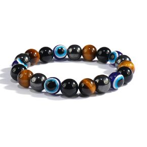 triple protection bracelet（ tigers eye,hematite, obsidian）A handmade beaded crystal healing bracelet that can bring luck, happiness and protection. (10 mm protection) in Kuwait
