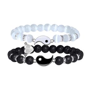 SmileBelle Couples Bracelets I Love You 100 Languages Magnetic Heart Bracelets for Couples Gifts Matching Couple Bracelets as Birthday Gifts for Boyfriend and Girlfriend Bf Bracelets as Gifts for Him