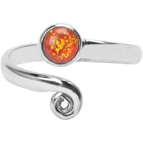 برتقالي أحمر أوبال خاتم اصبع القدم ميدي الدائري 925 الصلبة فضة فتاة النساء الجسم مجوهرات مختبر أوبال قابل للتعديل حجر تو خواتم in Kuwait