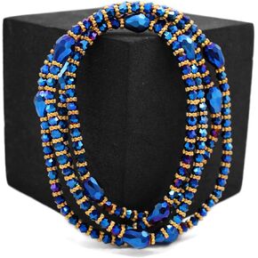 Handmade African Waist beads from West Africa Senegal. Strethy Unique beads with a sparkle to them. Made with Long Lasting Durable material (26 Inches, Blue)