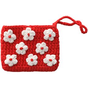BIBITIME Sunflower Crochet ID Credit Card Protective Sleeve Purse Mini Coin Changes Wallet (3.9 inches x 2.7 inches, Light Green)