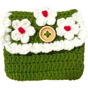 محفظة BIBITIME Crochet ID لبطاقة الائتمان ذات الأكمام الواقية ومحفظة صغيرة لتغيير العملات المعدنية (3.9 بوصة × 2.7 بوصة، أخضر فاتح) in Saudi Arabia