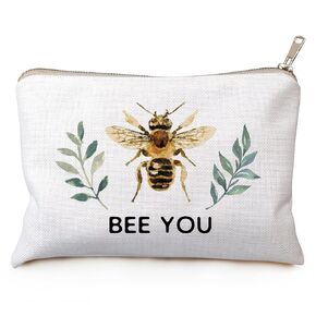 Bee Kind Cosmetic Bag Bee Makeup Bag Gift Beekeeper Gift Clutch Bag Sister Gift Gardener Gift Birthday Be Kind Linen Cotton Makeup Case (Bee Kind)