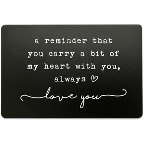 Wallet Insert, Engraved Gift For Him, Valentine’s Day Gift, Birthday Gift, Hubby Gift, Engraved Wallet Insert Card, Reminder You Carry My Heart, Fiance Gift, Husband, Wife, Boyfriend (Black)