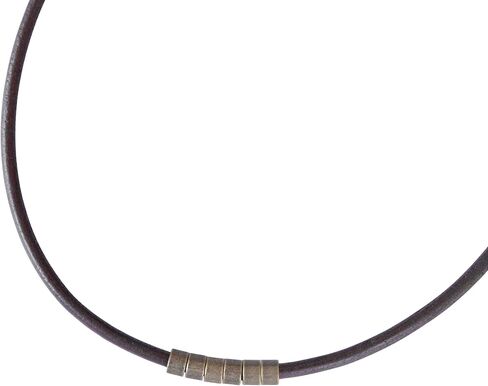 Men's Necklace, Brown Leather Adjustable Layered Choker, Handmade Brass Tubes Beaded Boho Urban Rustic Jewelry for Guys by Magoo (16.5") in Saudi Arabia