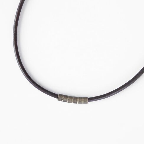 Men's Necklace, Brown Leather Adjustable Layered Choker, Handmade Brass Tubes Beaded Boho Urban Rustic Jewelry for Guys by Magoo (16.5") in Saudi Arabia
