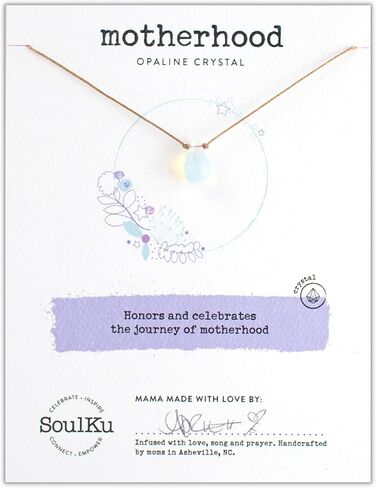 SoulKu Soul Shine Handmade Necklace, Empowering Jewelry With Healing Crystal, Inspirational Jewelry For Women, Mom & Sister, 2"" Extender With Lobster Clasp, 16"" Nylon Cord (Powder Blue, Breathe) in Saudi Arabia