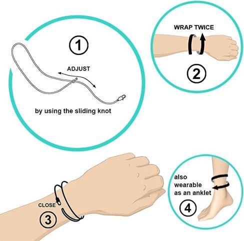 Made by Nami Nautical Rope Bracelet for Men Waterproof & Adjustable Wrap String Bracelets with Snap Hook Gift for Him (Black Black) in Kuwait