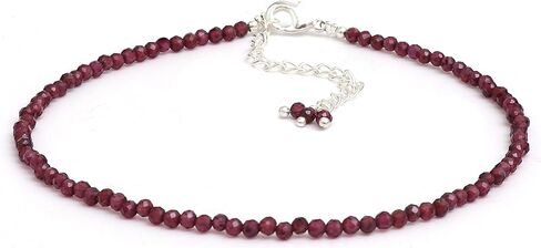 Gempires Black Tourmaline Anklet for Women, Tourmaline Beads, Handmade Anklets, Healing Crystal Anklets for Women, Silver Plated Adjustable Chain 9 inches (2 inch extender) in Kuwait