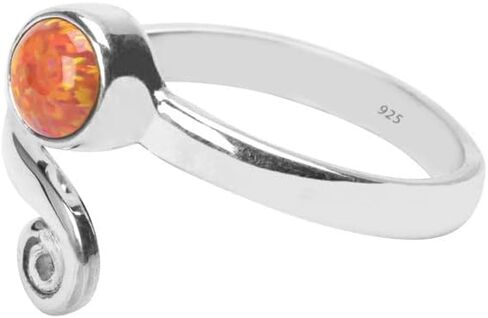 برتقالي أحمر أوبال خاتم اصبع القدم ميدي الدائري 925 الصلبة فضة فتاة النساء الجسم مجوهرات مختبر أوبال قابل للتعديل حجر تو خواتم in Kuwait