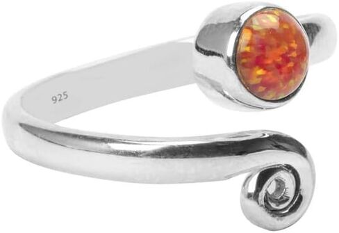 برتقالي أحمر أوبال خاتم اصبع القدم ميدي الدائري 925 الصلبة فضة فتاة النساء الجسم مجوهرات مختبر أوبال قابل للتعديل حجر تو خواتم in Kuwait