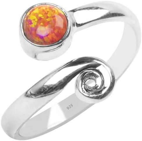 برتقالي أحمر أوبال خاتم اصبع القدم ميدي الدائري 925 الصلبة فضة فتاة النساء الجسم مجوهرات مختبر أوبال قابل للتعديل حجر تو خواتم in Kuwait