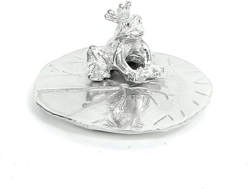 Frog Prince Ring Holder - Gift Boxed with One Kiss Can Change Everything Story Card - Handcrafted Pewter Made in USA in Kuwait