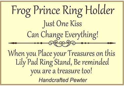 Frog Prince Ring Holder - Gift Boxed with One Kiss Can Change Everything Story Card - Handcrafted Pewter Made in USA in Kuwait