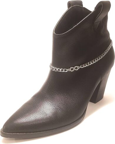 Infinity Rhinestone Boot Bracelet Stainless Steel Silver Double Clasp Adjustable Size Chain 16 inches in Saudi Arabia