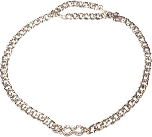 Infinity Rhinestone Boot Bracelet Stainless Steel Silver Double Clasp Adjustable Size Chain 16 inches in Saudi Arabia