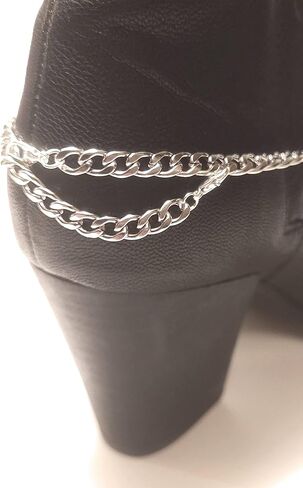 Infinity Rhinestone Boot Bracelet Stainless Steel Silver Double Clasp Adjustable Size Chain 16 inches in Saudi Arabia