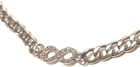 Infinity Rhinestone Boot Bracelet Stainless Steel Silver Double Clasp Adjustable Size Chain 16 inches in Saudi Arabia