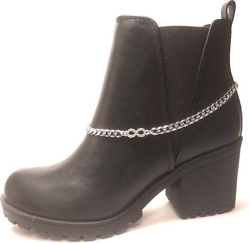 Infinity Rhinestone Boot Bracelet Stainless Steel Silver Double Clasp Adjustable Size Chain 16 inches in Saudi Arabia