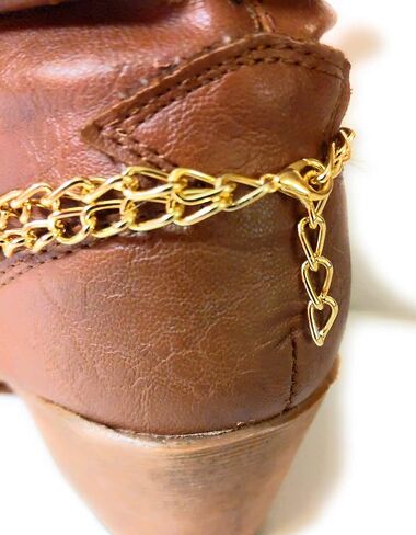 Lightweight Boot Bracelet Chain Double Large Link Gold Metal Fashion Wrap Adjustable Size 15 Inch in Saudi Arabia