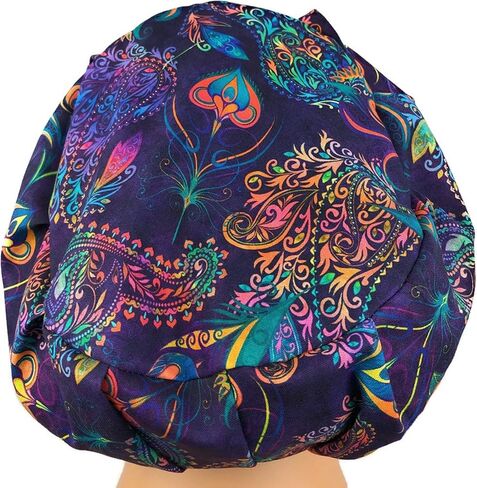 قبعة فرك الجراحية قبعة ممرضة أوروبية قابلة للتعديل منتفخة قبعة العمل الموحدة الأرجواني بوهو in Kuwait